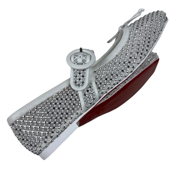Christian Louboutin Mamastrapitina Mesh Nappa Leather Mary Jane Ballet Flats - Picture 6 of 9